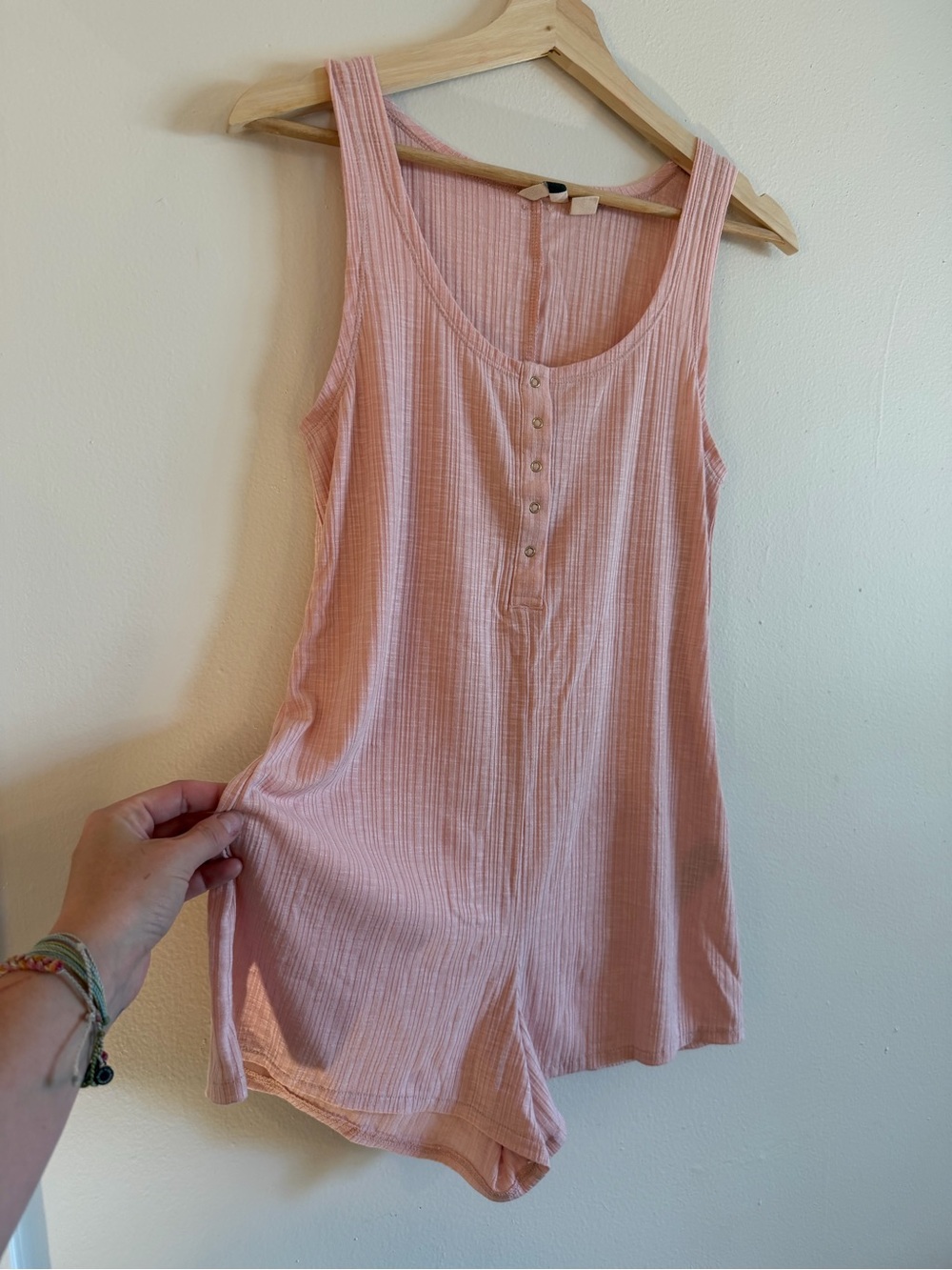 Roxy Sleeveless Pink Ribbed Romper
